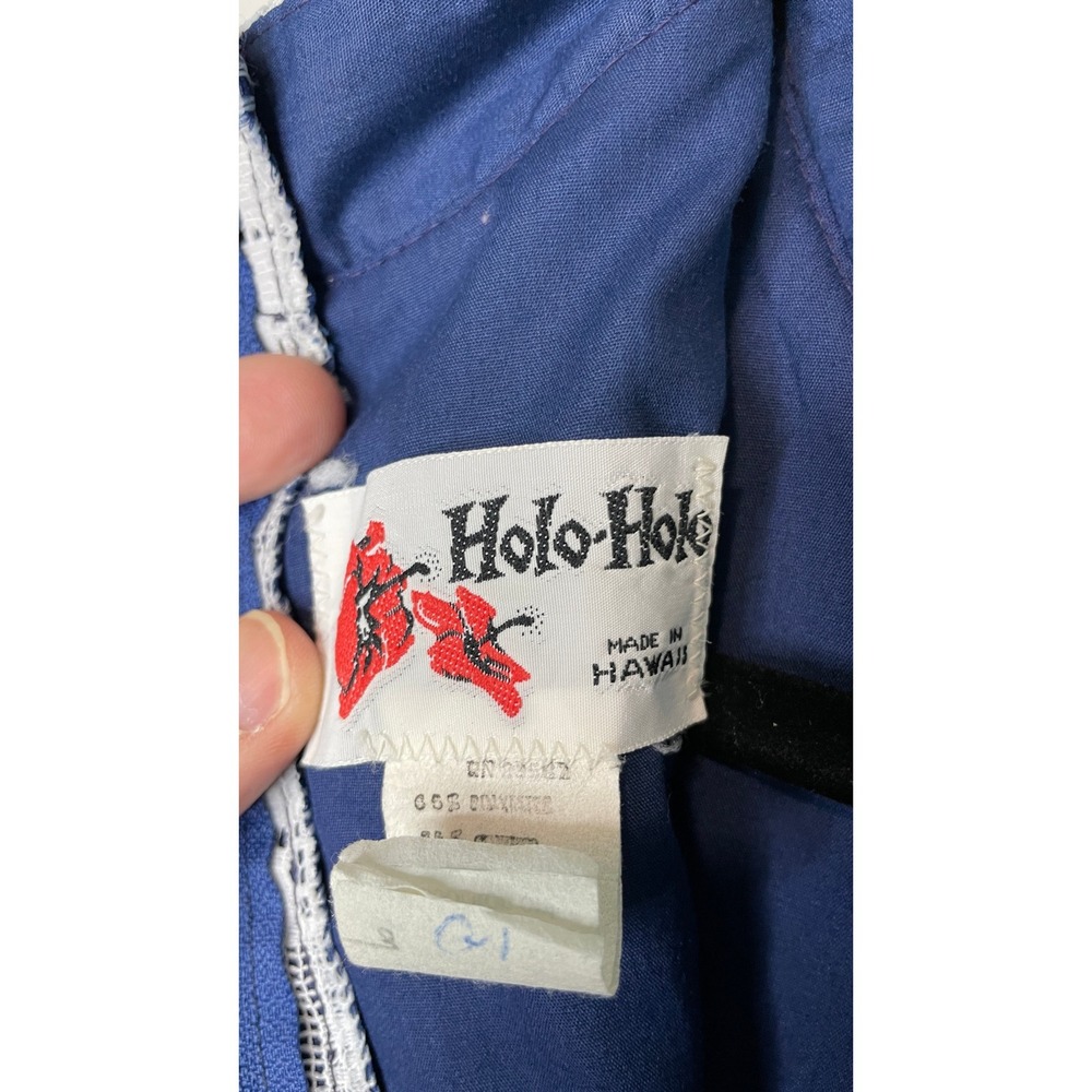 Holo Holo Hawaii Muumuu Dress Vintage Boho Cottagecore Blue Floral Cotton 16 - Picture 3 of 11